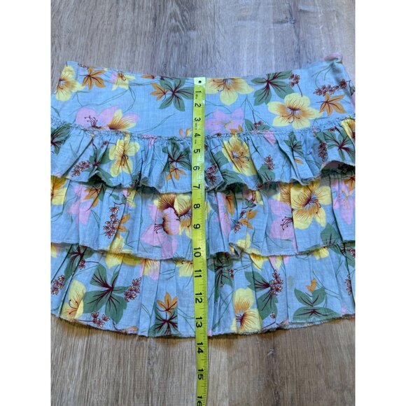 Y2K American Eagle Outfitters Floral Ruffle Mini Skirt Size 6 - Picture 6 of 6